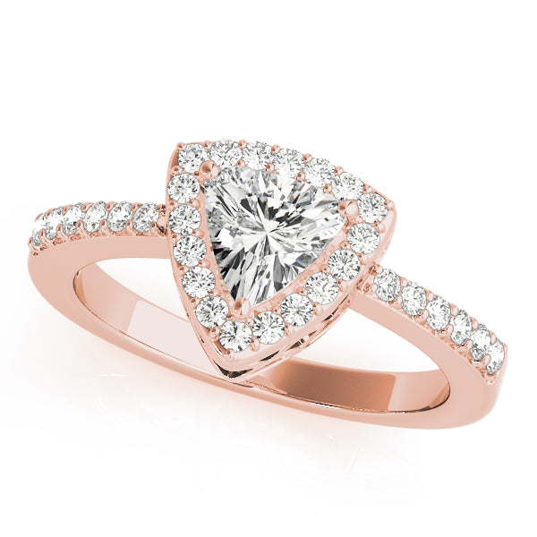 Elegant Halo Trillion Diamond Engagement Ring — 9K/18K Gold & Platinum