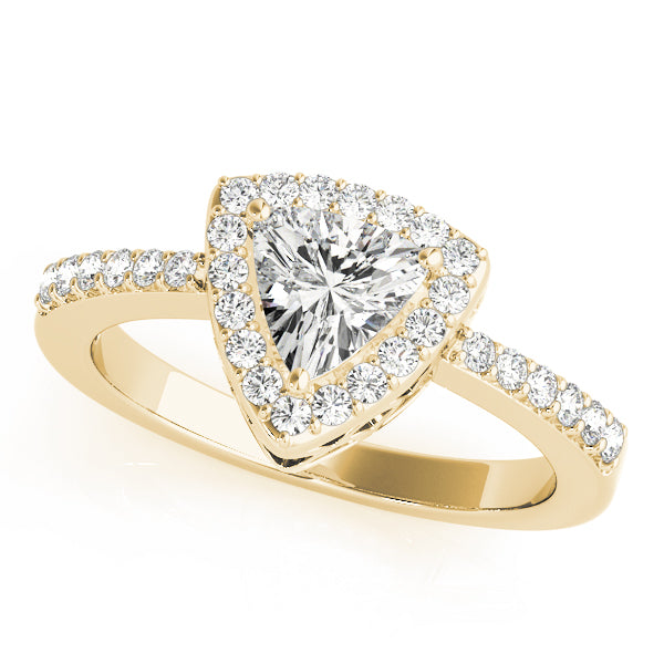 Elegant Halo Trillion Diamond Engagement Ring — 9K/18K Gold & Platinum