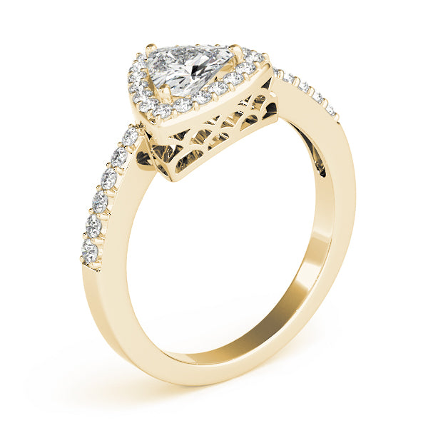 Elegant Halo Trillion Diamond Engagement Ring — 9K/18K Gold & Platinum