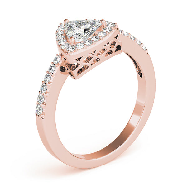 Elegant Halo Trillion Diamond Engagement Ring — 9K/18K Gold & Platinum
