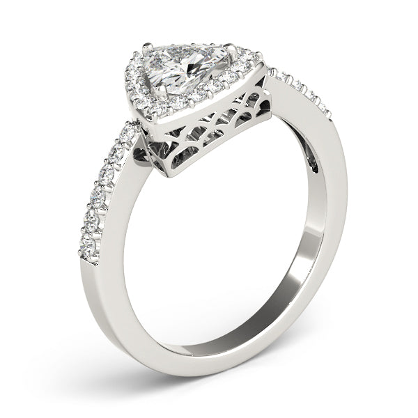 Elegant Halo Trillion Diamond Engagement Ring — 9K/18K Gold & Platinum