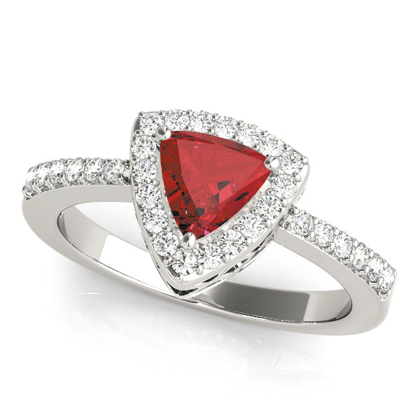 Elegant Halo Trillion Diamond Engagement Ring — 9K/18K Gold & Platinum