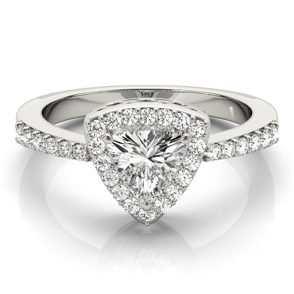 Elegant Halo Trillion Diamond Engagement Ring — 9K/18K Gold & Platinum
