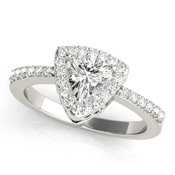 Elegant Halo Trillion Diamond Engagement Ring — 9K/18K Gold & Platinum
