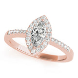 Artisan Halo Marquise Diamond Engagement Ring — 9K/18K Gold & Platinum