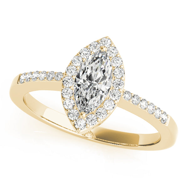 Artisan Halo Marquise Diamond Engagement Ring — 9K/18K Gold & Platinum
