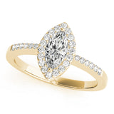 Artisan Halo Marquise Diamond Engagement Ring — 9K/18K Gold & Platinum