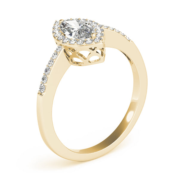 Artisan Halo Marquise Diamond Engagement Ring — 9K/18K Gold & Platinum