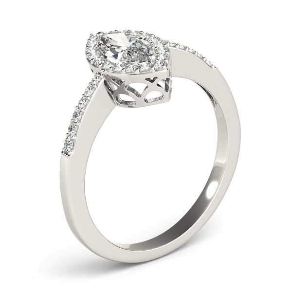 Artisan Halo Marquise Diamond Engagement Ring — 9K/18K Gold & Platinum