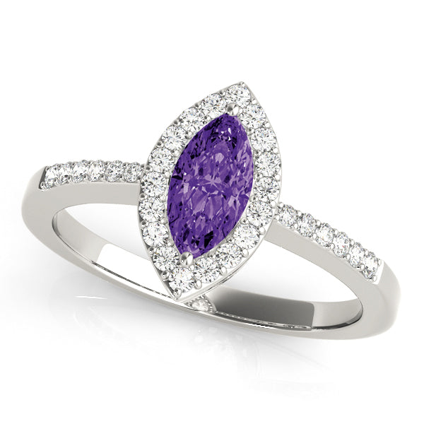 Artisan Halo Marquise Diamond Engagement Ring — 9K/18K Gold & Platinum