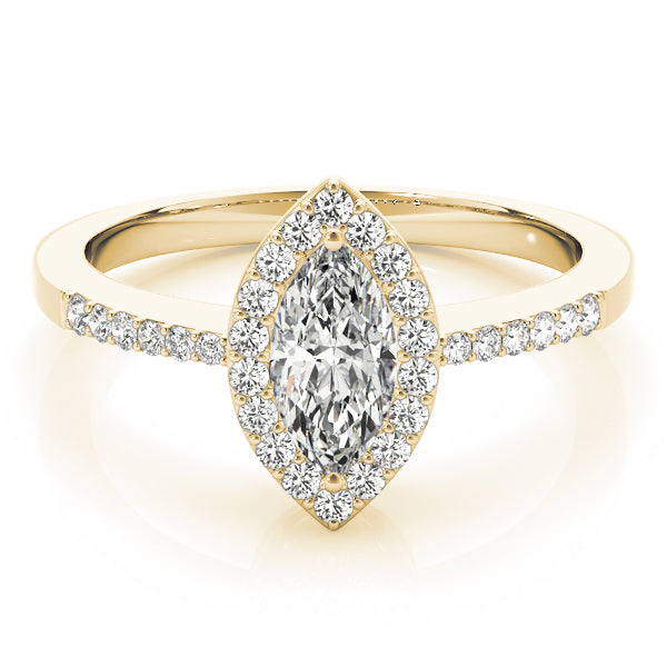 Artisan Halo Marquise Diamond Engagement Ring — 9K/18K Gold & Platinum