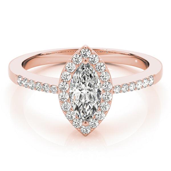 Artisan Halo Marquise Diamond Engagement Ring — 9K/18K Gold & Platinum