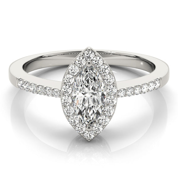 Artisan Halo Marquise Diamond Engagement Ring — 9K/18K Gold & Platinum