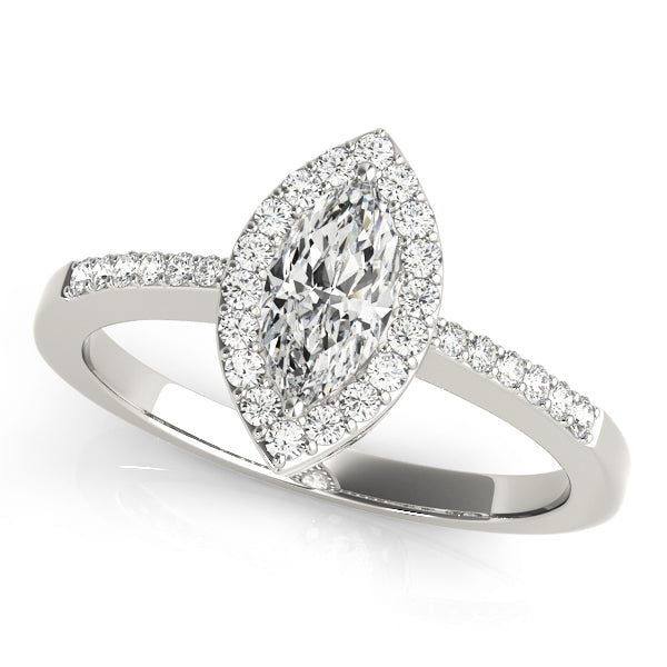 Artisan Halo Marquise Diamond Engagement Ring — 9K/18K Gold & Platinum