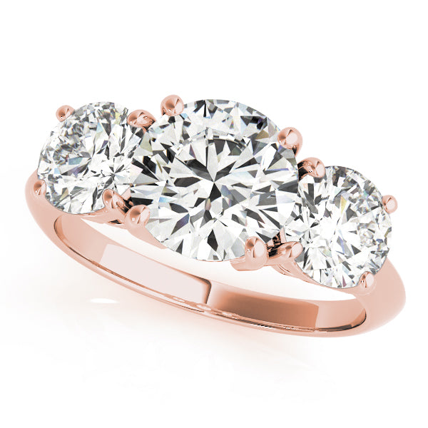 Sculpted Three-Stone Round Diamond Engagement Ring — 9K/18K Gold & Platinum