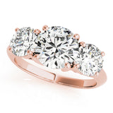 Sculpted Three-Stone Round Diamond Engagement Ring — 9K/18K Gold & Platinum