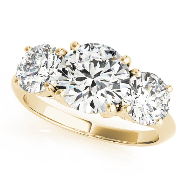 Sculpted Three-Stone Round Diamond Engagement Ring — 9K/18K Gold & Platinum