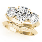 Sculpted Three-Stone Round Diamond Engagement Ring — 9K/18K Gold & Platinum