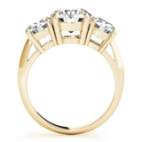 Sculpted Three-Stone Round Diamond Engagement Ring — 9K/18K Gold & Platinum
