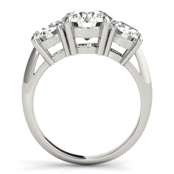Sculpted Three-Stone Round Diamond Engagement Ring — 9K/18K Gold & Platinum