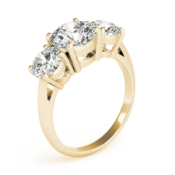 Sculpted Three-Stone Round Diamond Engagement Ring — 9K/18K Gold & Platinum
