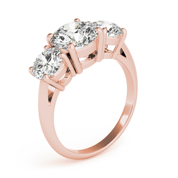 Sculpted Three-Stone Round Diamond Engagement Ring — 9K/18K Gold & Platinum