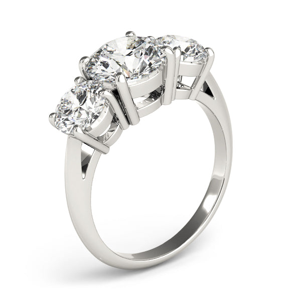 Sculpted Three-Stone Round Diamond Engagement Ring — 9K/18K Gold & Platinum
