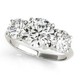Sculpted Three-Stone Round Diamond Engagement Ring — 9K/18K Gold & Platinum