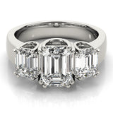 Crowned Three-Stone Emerald Diamond Engagement Ring — 9K/18K Gold & Platinum