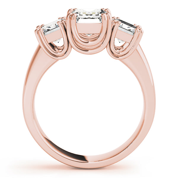 Crowned Three-Stone Emerald Diamond Engagement Ring — 9K/18K Gold & Platinum