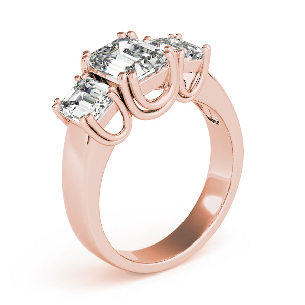 Crowned Three-Stone Emerald Diamond Engagement Ring — 9K/18K Gold & Platinum