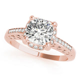Graceful Prong-Set Cushion Diamond Engagement Ring — 9K/18K Gold & Platinum