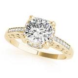 Graceful Prong-Set Cushion Diamond Engagement Ring — 9K/18K Gold & Platinum