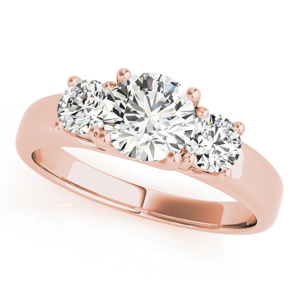 Splendid Three-Stone Round Diamond Engagement Ring — 9K/18K Gold & Platinum