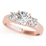 Splendid Three-Stone Round Diamond Engagement Ring — 9K/18K Gold & Platinum
