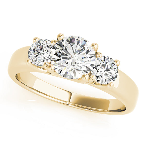 Splendid Three-Stone Round Diamond Engagement Ring — 9K/18K Gold & Platinum