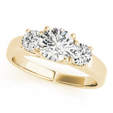 Splendid Three-Stone Round Diamond Engagement Ring — 9K/18K Gold & Platinum