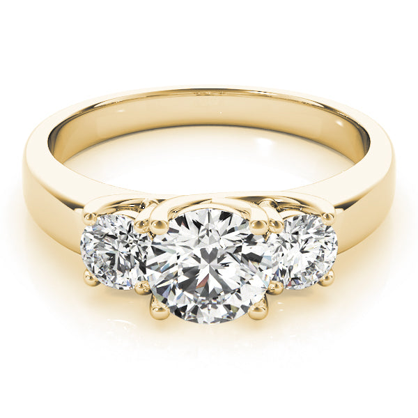 Splendid Three-Stone Round Diamond Engagement Ring — 9K/18K Gold & Platinum