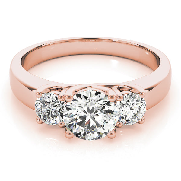 Splendid Three-Stone Round Diamond Engagement Ring — 9K/18K Gold & Platinum