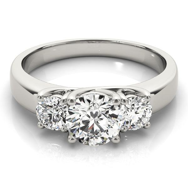 Splendid Three-Stone Round Diamond Engagement Ring — 9K/18K Gold & Platinum