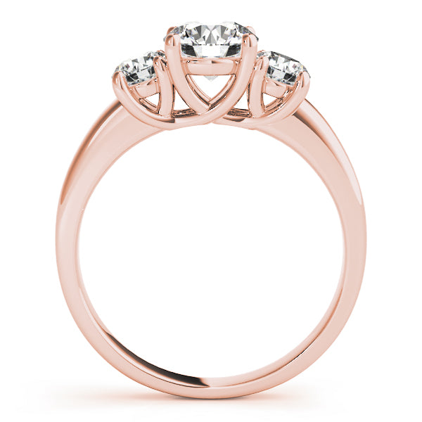 Splendid Three-Stone Round Diamond Engagement Ring — 9K/18K Gold & Platinum