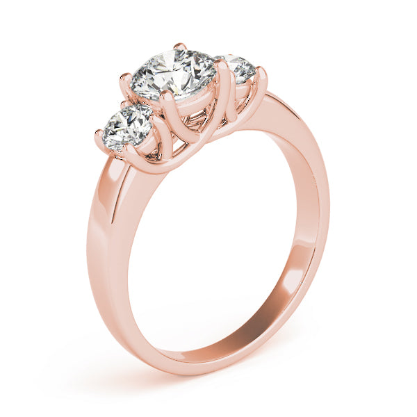Splendid Three-Stone Round Diamond Engagement Ring — 9K/18K Gold & Platinum