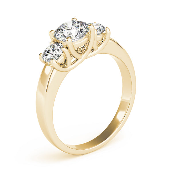 Splendid Three-Stone Round Diamond Engagement Ring — 9K/18K Gold & Platinum