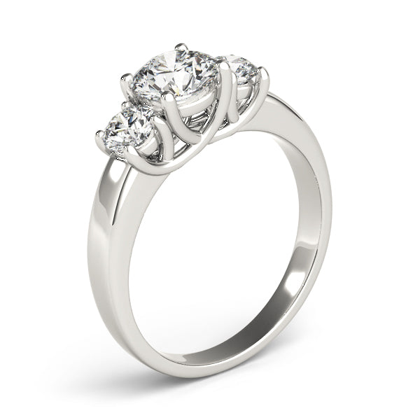Splendid Three-Stone Round Diamond Engagement Ring — 9K/18K Gold & Platinum