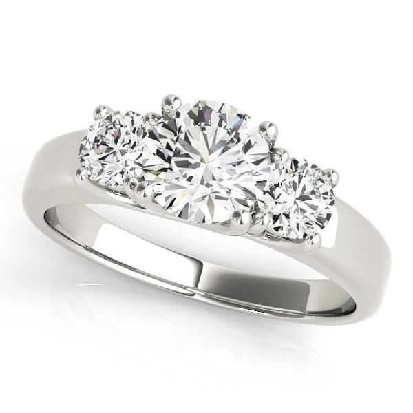 Splendid Three-Stone Round Diamond Engagement Ring — 9K/18K Gold & Platinum