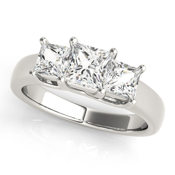 Devoted Three-Stone Princess Diamond Engagement Ring — 9K/18K Gold & Platinum