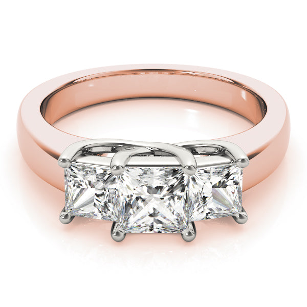 Devoted Three-Stone Princess Diamond Engagement Ring — 9K/18K Gold & Platinum