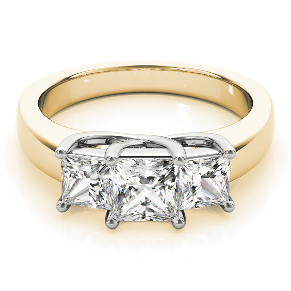 Devoted Three-Stone Princess Diamond Engagement Ring — 9K/18K Gold & Platinum