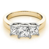 Devoted Three-Stone Princess Diamond Engagement Ring — 9K/18K Gold & Platinum