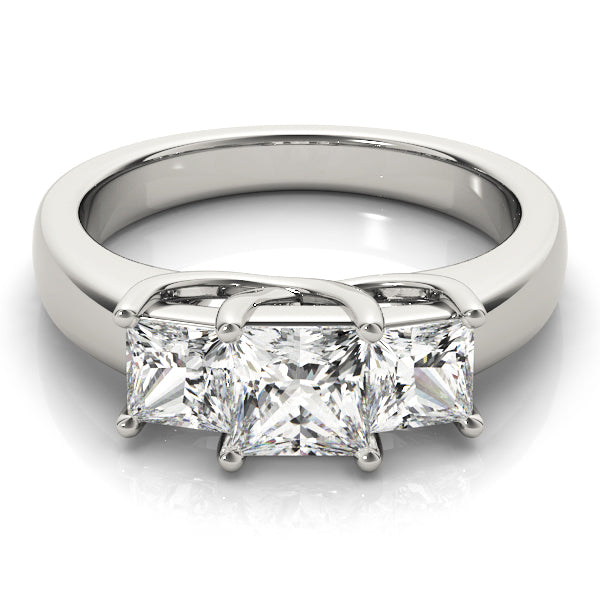 Devoted Three-Stone Princess Diamond Engagement Ring — 9K/18K Gold & Platinum